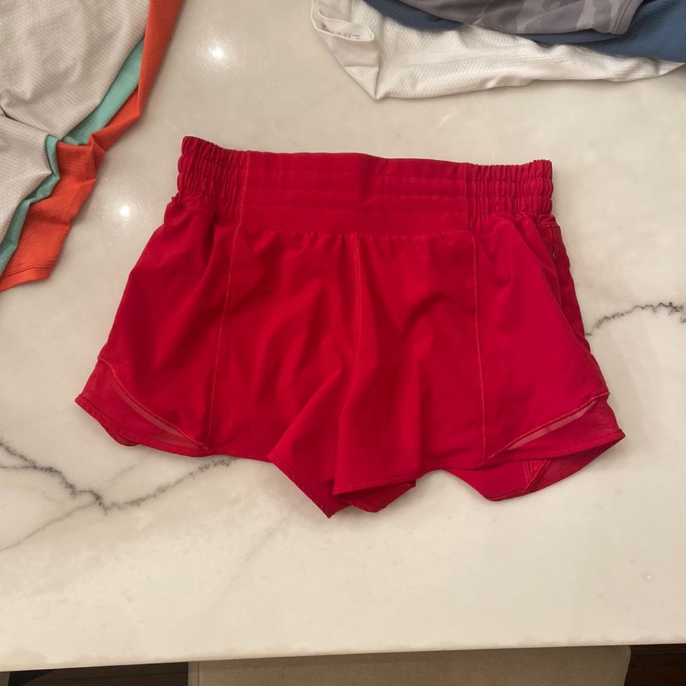 Red hotty hot lululemon shorts
